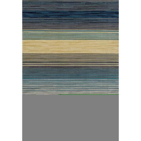 ART CARPET 8 X 11 Ft. Bastille Collection Heathered Stripe Border Woven Area Rug, Blue 841864108190